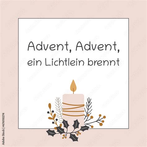 Vetor De Advent Advent Ein Lichtlein Brennt Schriftzug In Deutscher