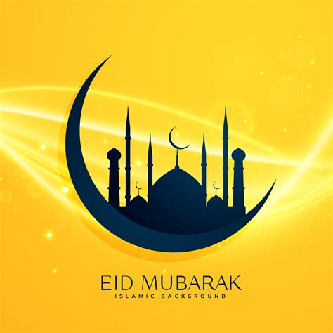 Muslim Religion Eid Festival Greeting Design With Moon And Mosqu Download Free Vector Art