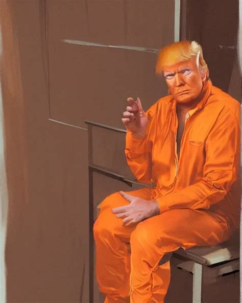 A Portrait Of Donald Trump Wearing A Orange Jumpsuit Stable Diffusion