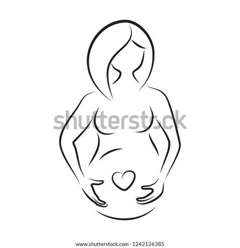 Pregnant Woman Holding Her Belly Isolated Stock Vector Royalty Free 1242126385 Shutterstock