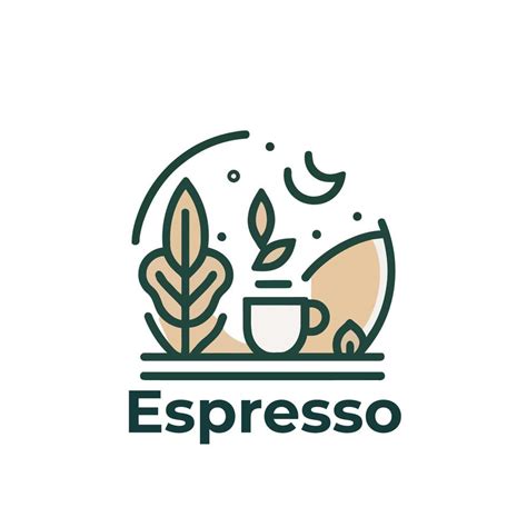 Espresso Logo Design Coffee Cup And Plant Vector Illustration