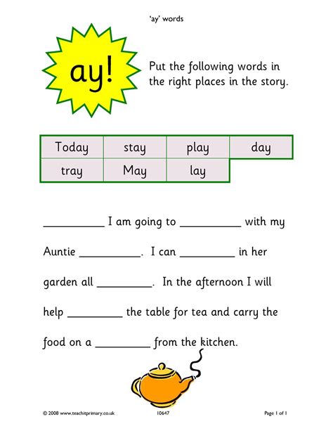 Ay Sound Worksheet Practice And Master The Ay Sound