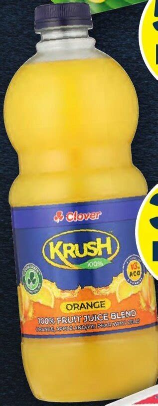 Clover Krush 100 Fruit Juice Blend Assorted 1 5 Litre Each Offer At Pick N Pay