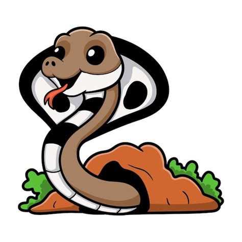 Premium Vector Cute Indian King Cobra Cartoon Out From Hole