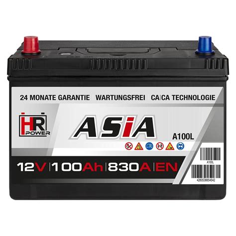 Autobatterie PKW 12V 100Ah 830A EN ASIA Japan Pluspol Links