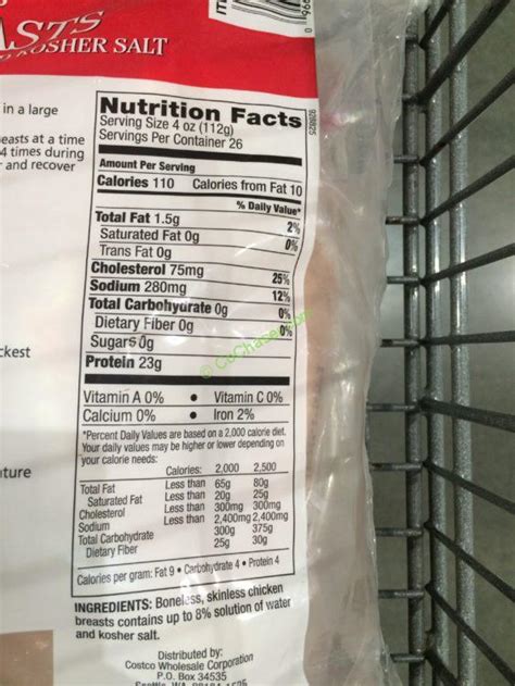 Costco 382861 Kirkland Signature Chicken Breast Chart Costco Chaser