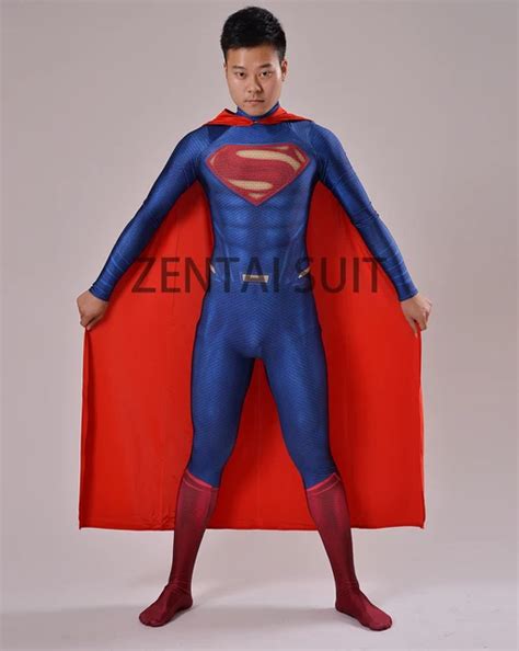 Superman Costume Man Of Steel Superman 3d Shade Spandex Lycra Halloween And Cosplay Zentai Suit