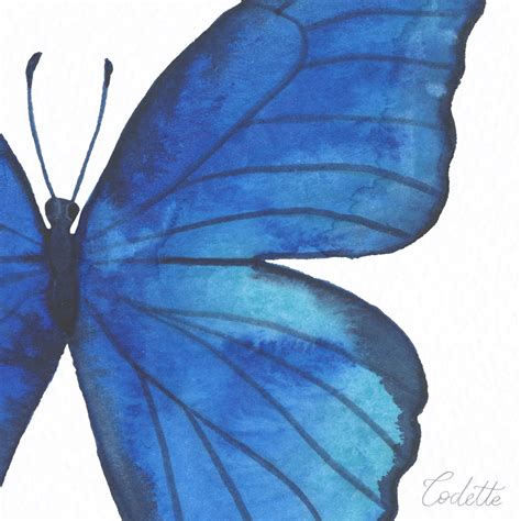 Blue & Green Morpho Butterfly Watercolor Print, Printable Butterfly ...