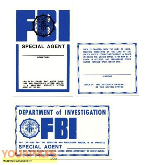 The X Files Identification Card Of Fbi Original Tv Series Prop