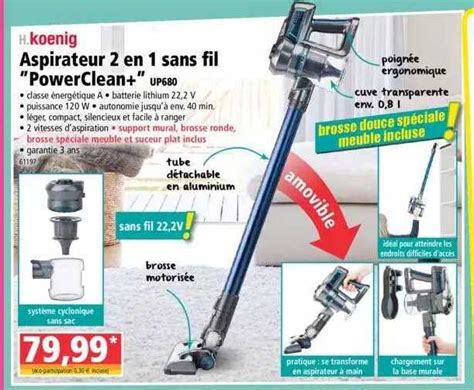 Promo Aspirateur 2 En 1 Sans Fil PowerClean H Koenig Chez Norma