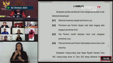 Tok Mk Tolak Gugatan Uji Formil Uu Cipta Kerja Video Dailymotion