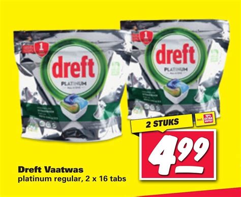 Dreft Vaatwas Platinum Regular X Tabs Stuks Aanbieding Bij