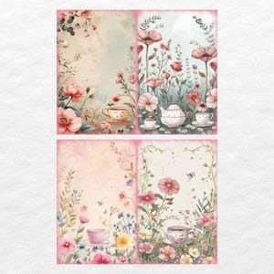 Tea Party Junk Journal Shabby Chic Paper Vintage Tea Time Digital