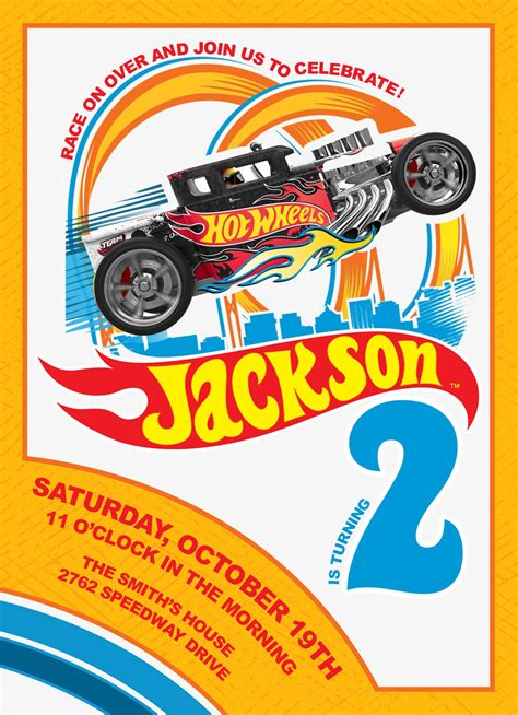 Hot Wheels Themed Birthday Invitation Etsy