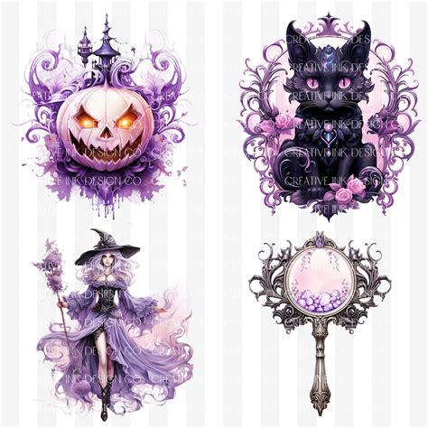 Gothic Halloween, 20 PNG Halloween Clipart Bundle, Pastel Goth PNG ...