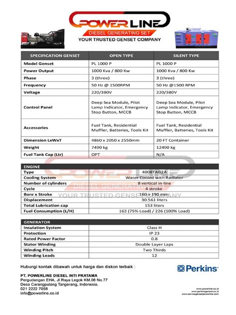 Genset Perkins 1000 Kva | PDF