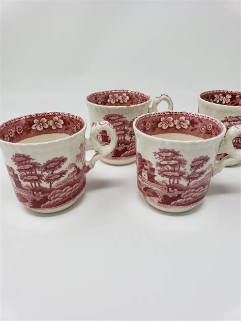 Set Of 3 Copeland Spode S Tower Red Demi Cups With 4th Included Free