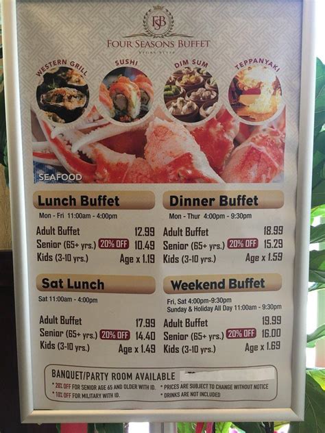 Menu at Four Seasons Buffet restaurant, Cerritos