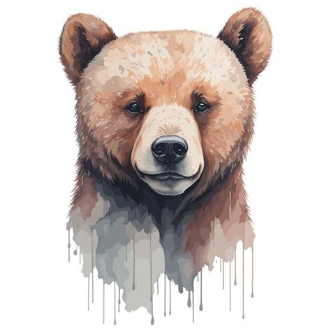 Premium Vector | A painting of a bear with a black nose and a brown nose.