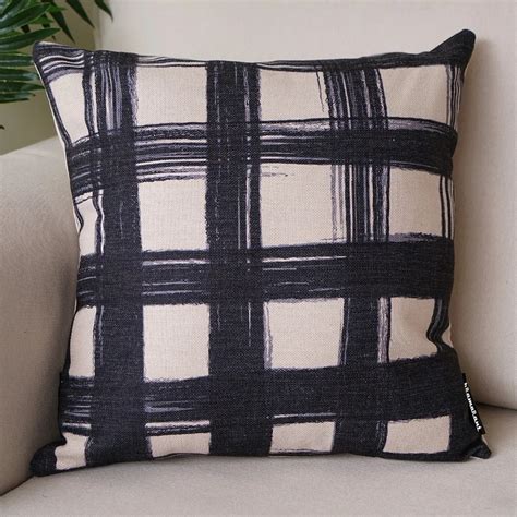 Black And White Square Ink Checks Plaids Decorative Throw Cushion Cover