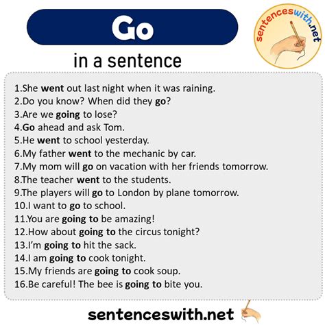 Go in a Sentence, Sentences of Go in English - SentencesWith.Net