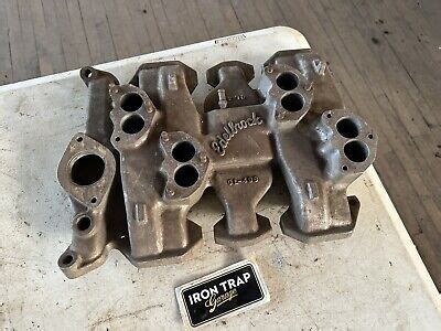 Vintage Edelbrock 4x2 OL 496 Oldsmobile 303 324 371 4 Deuce Intake