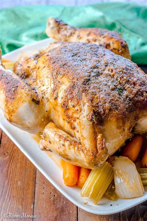 Crockpot Roast Chicken Makes A Wonderful Tender Juicy Rotisserie Seasoned Whole Roast Chicken