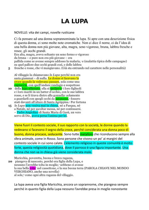 La Lupa Novella Di Verga La Lupa La Lupa Novelle Vita Dei Campi