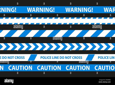 Danger Caution And Warning Seamless Tapes Blue Police Stripe Border