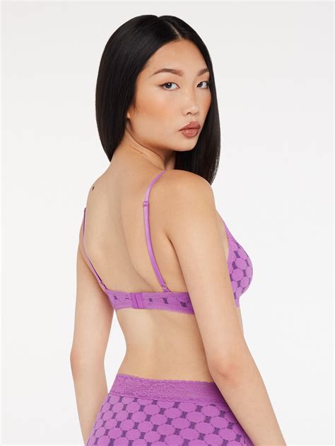 Cotton Essentials Lace Trim Bralette In Pink Purple Savage X Fenty