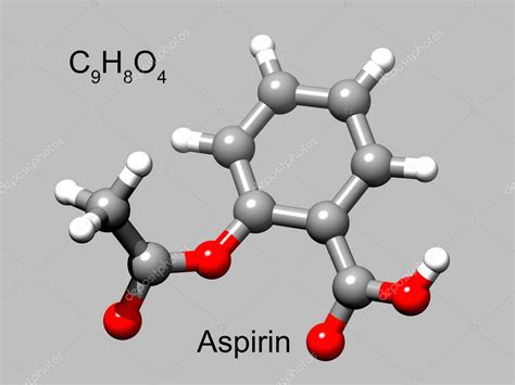 Fórmula química y estructura del ácido acetilsalicílico o aspirina un