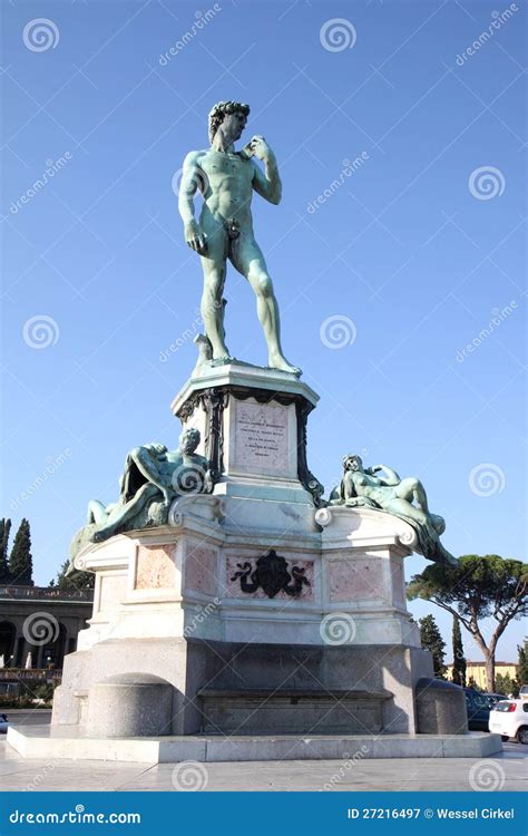 Bronze Statue At Piazzale Michelangelo In Florence Royalty-Free Stock ...