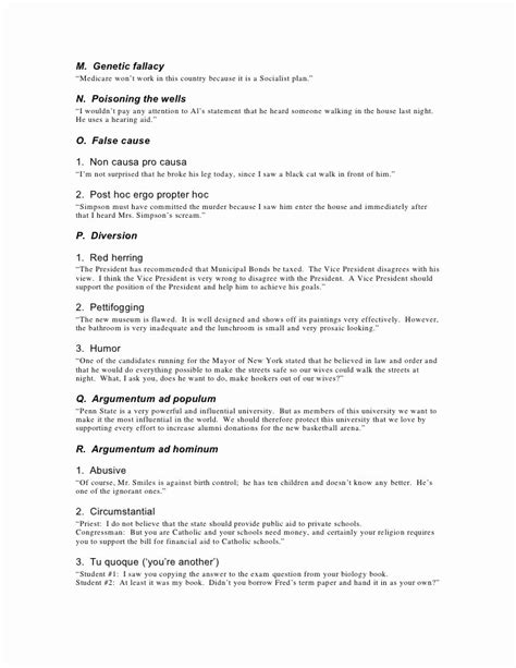 50 Logical Fallacies Worksheet with Answers – Chessmuseum Template Library