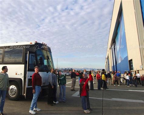 Boeing Images Visitors At The Future Of Flight And Boeing Tour Arrive At The Boeing Factory In