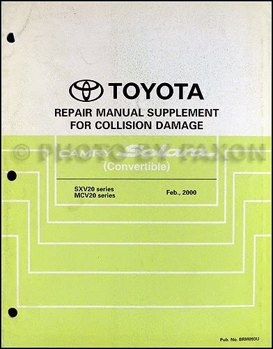 2000 2003 Toyota Camry Solara Convertible Body Repair Shop Manual