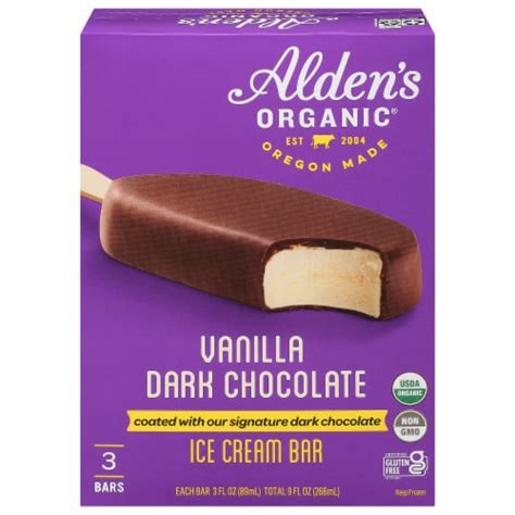 Alden S Organic Vanilla Dark Chocolate Ice Cream Bars 3 Ct Fred Meyer