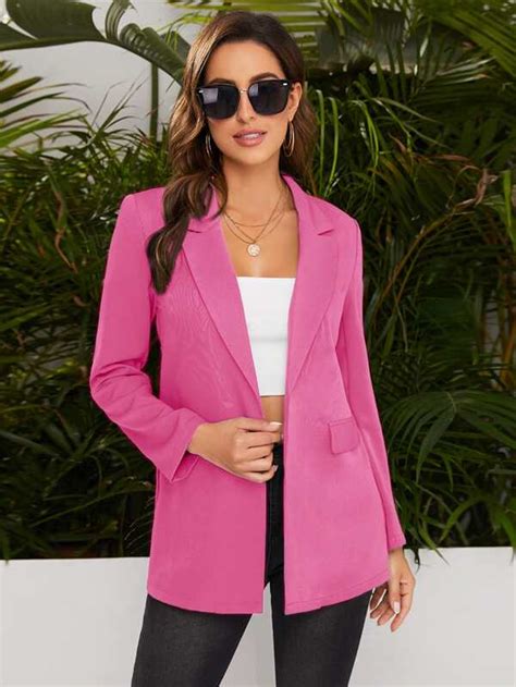 SHEIN Privé Peak Collar Flap Detail Solid Blazer SHEIN UK