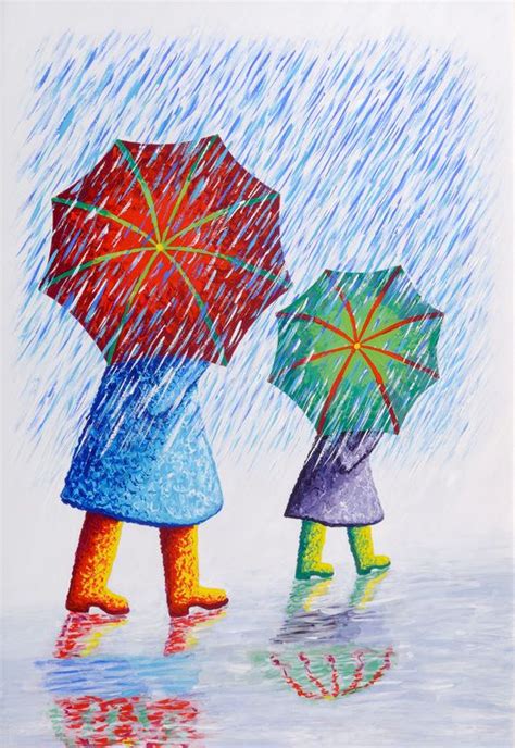 Saatchi Art Artist Phil Lyons Gouache 2012 Painting Umbrellas In The