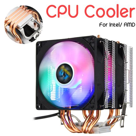 Pin Double Fans Four Heat Pipes Colorful Led Light Cpu Cooling Fan