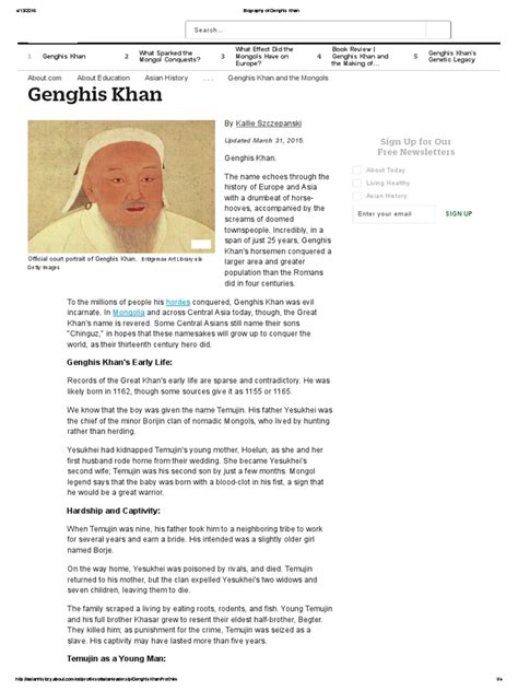 Biography of Genghis Khan | Genghis Khan | Mongol Empire