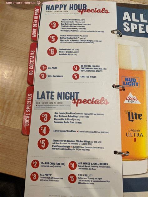 Menu at Old Chicago Pizza + Taproom pub & bar, Lawrence, 545 Wakarusa Dr