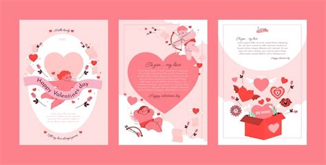 Free Vector | Flat valentine's day greeting cards collection