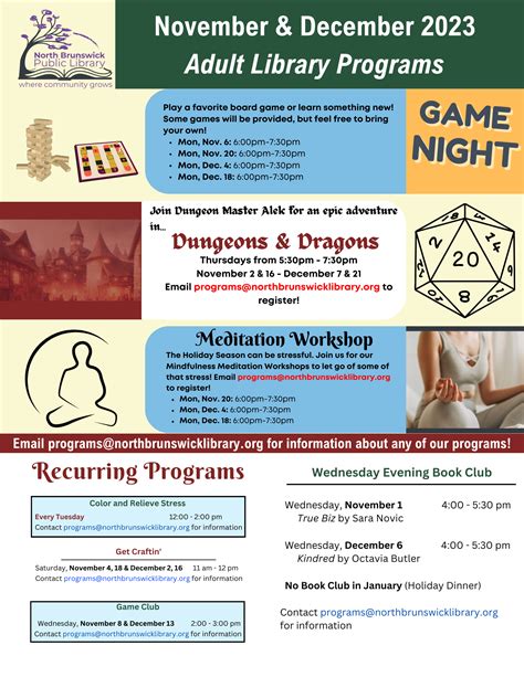 Upcoming Events for Adults — North Brunswick Public Library