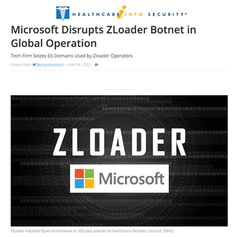 Microsoft Preru Uje Zloader Botnet V Glob Lnej Prev Dzke Health Isac