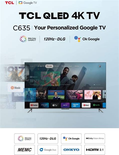 TCL C635 65 Inch TV 4K Ultra HD QLED Smart TV Dolby Vision IQAtmos HDR ...