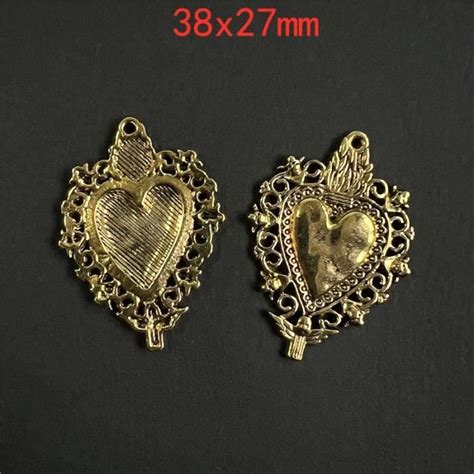 Or antique Breloques En Forme De Cœur 6 Pièces Pendentif Corazon