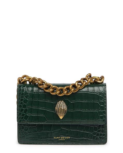 Kurt Geiger Shoreditch Small Croc Embossed Leather Crossbody Bag In