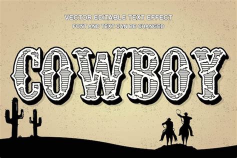 Cowboy Wild West Retro Vintage Typografie Bearbeitbare Texteffekte