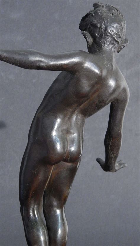 Boy Balancing On Water Jug Whimsical Art Deco Bronze Nude For Sale