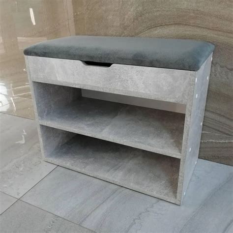 Тумба для обуви Семейная мебельная мастерская с мягким сидением бетон ...